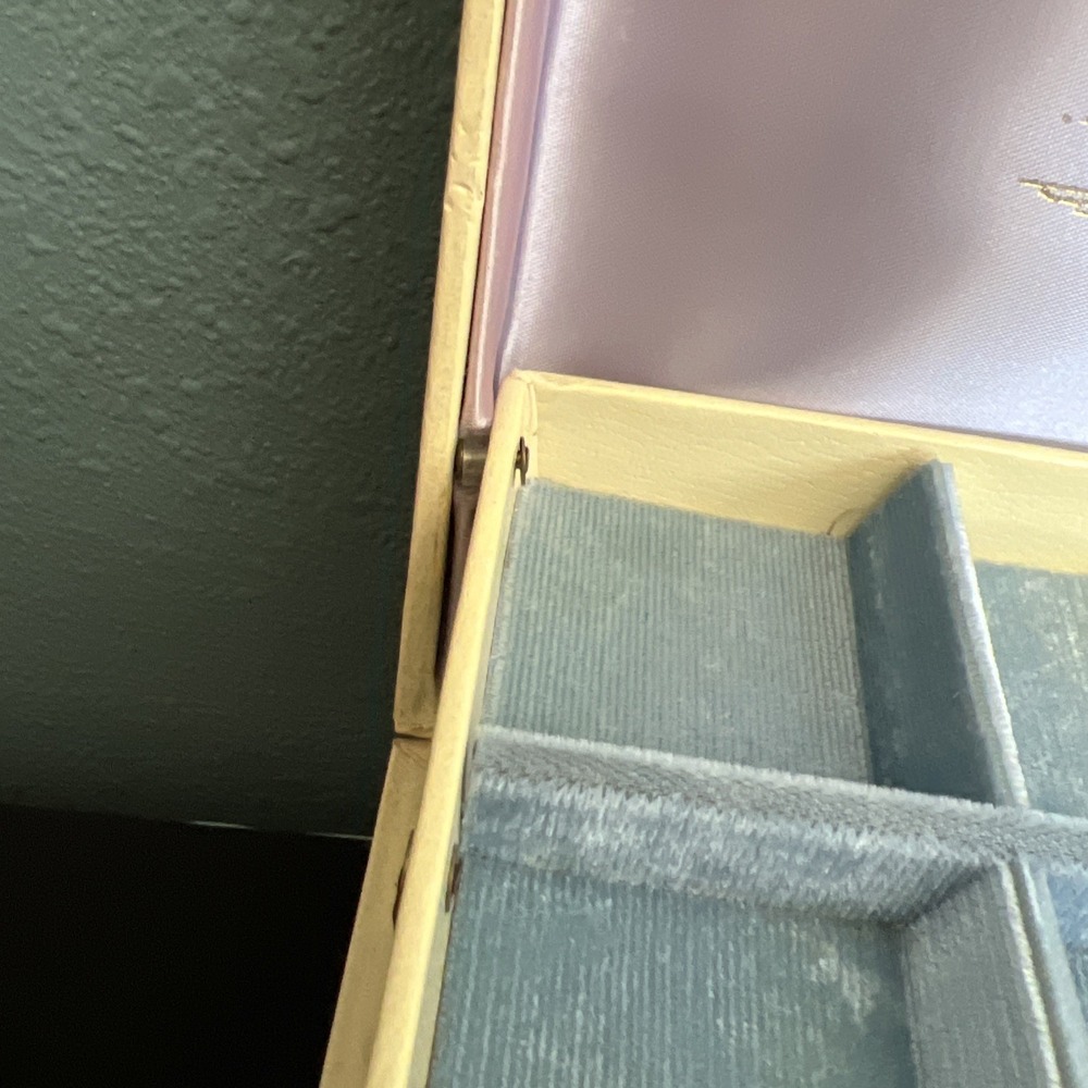 Vtg Large Lady Buxton Jewelry Box Multi Drawers Mid Century Modern Blue Velvet - Picture 5 of 16